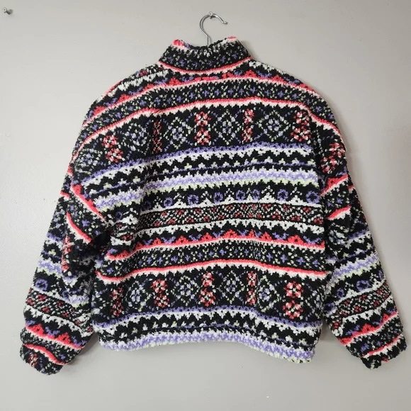 DSG Cozy Fleece Full Zip Jacket Funky Fair Isle Pattern Girls Medium (10-12) NWT - Picture 3 of 14